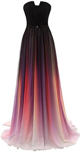 Dqfs Women's Gradient Chiffon Formal Evening Dresses Long Party Prom Gown Picture Color US18W