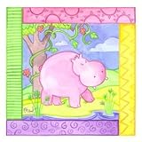 Art Poster Print - Sam the Hippo - Artist: Paul Brent - Poster Size: 9 X 9 inches