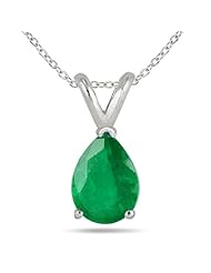 6x4MM All Natural Pear Emerald Stud Pendant in .925 Sterling Silver