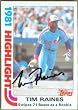 Tim Raines autographed Baseball Card (Montreal Expos) 1982 Topps Record Breaker #3 old signature style