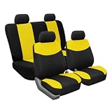 FH-FB056114 Modern Flat Cloth Car Seat Covers Yellow / Black Color