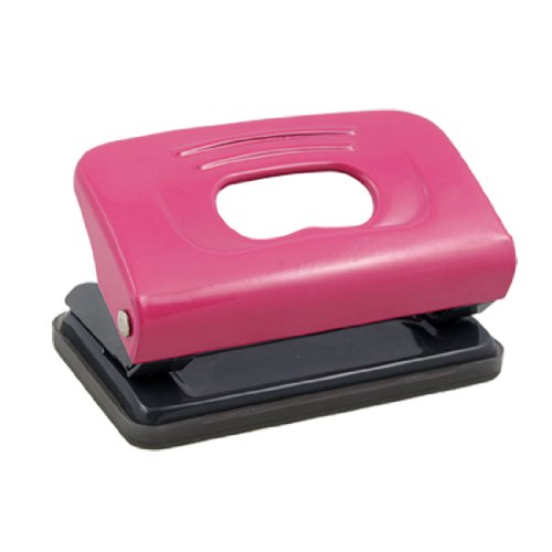 Metal Small 2 Holes Paper Punch Stationery, Fuchsia Gray Office