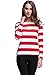 HuHot Women's Long Sleeve Boat Neck Striped Relax Fit Tee Shirts X-Large HS6447-5, Red