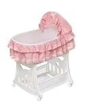 Badger Basket Portable Bassinet 'N Cradle with Toybox Base, Pink Waffle Ruffled