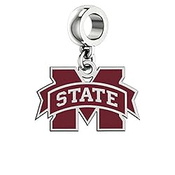 Mississippi State Bulldogs Logo and Color Dangle Fits All Pandora Style Charm Bracelets