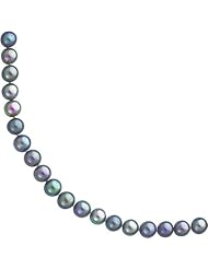 14K Gold 6mm Black Cultured Round Pearl Strand 20"