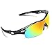 Ewin E12 Polarized Sports Sunglasses, Cycling Glasses with 4 Interchangeable Lenses TR90 Frame Baseball Glasses for Men Women (Black&Black)