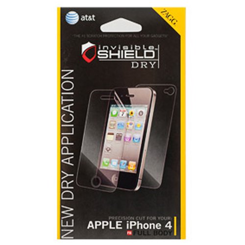 ZAGG invisibleSHIELD DRY (Easy Installation Version) for Verizon / AT&T Apple iPhone 4/ 4G/ HD (Full Body) + Free Earphone Winder