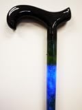 Carbon Fiber Green LED Lights Walking Cane.  One Section and Derby Handle.  Stronger  and lighter weight carbon fiber cane has Green LED Light on shaft. It's very helpful in evening or dark area. The carbon fiber cane is designed for user up to 300 lbs.