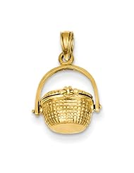 14k Yellow Gold 3-D Nantucket Basket Pendant. Metal Wt- 2.47g