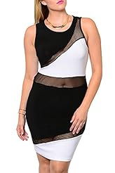 Plus Size Mesh Colorblocking Polyester/Spandex Club Dress 
