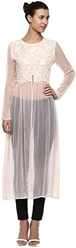 Bhor Creations designer wear A line front slit kurti with sheer panels by Kimaya