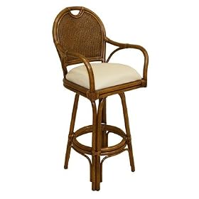 Classic Indoor Rattan 30 Swivel Bar Stool in TC Antique Finish Fabric: La Selva Paramount... by Hospitality Rattan