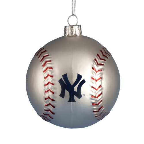 Kurt Adler 80mm New York Yankees Glass Baseball Ornament