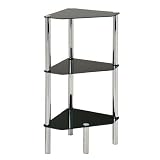 Black Glass Chrome and Steel 3 Tier Corner Table Shelf Unit 41xFDj5K8IL. SL160