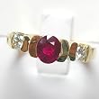 14K Yellow Gold Three-Stone Ruby and Diamond Ring