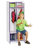 Double Locker W/Step - 2 Sections - Red - School & Play Furniture