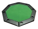Padded Octagon Folding Poker Table Top w/ Cup Holders - GREEN