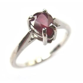 Genuine Pear Facet Ruby Ring in Sterling Silver by