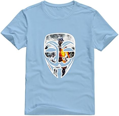 HAGB5K Men V For Vendetta T-shirt S SkyBlue