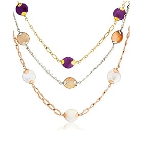 Sterling Silver Triple-Strand Dyed Freshwater Cultured Coin Pearl Necklace, 17"