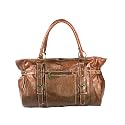 Brown Double Handle Leatherette Satchel Bag Handbag Purse