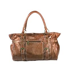 [Dignity Sue] Brown Double Handle Leatherette Satchel Bag Handbag Purse