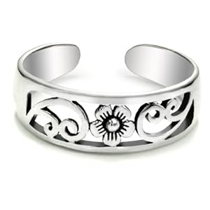 Sterling Silver Hawaiian Plumeria Flower Adjustable Toe Band Ring