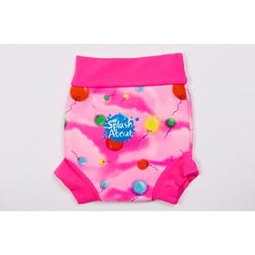 Splash About neoprene Happy Nappy (swim nappy), Balloon Print with Pink rib, Large (6-14 months)
