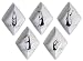 Royal Worcester Clare Mackie Festive Collection Hors d'Oeurve Set - 5 Diamond Shaped Dishes