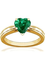 18K Yellow Gold Heart Cut Emerald Solitaire Ring (GIA Certificate)