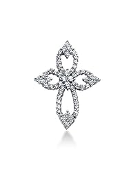 14K White Gold Round Diamond Share Prong Set Cross Pendant (1.48ct)