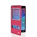 CASEPRADISE View Side Flip Leather Etui Stand Case Cover For Samsung Galaxy Note 4 Hotpink