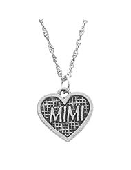 Sterling Silver Mimi Heart Charm with Thin Singapore Chain Necklace