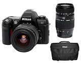 Nikon N80 35mm SLR Camera + Tamron 28-80mm f/3.5-5.6 Aspherical Autofocus Lens + Tamron 70-300mm f/4-5.6 Di LD Macro 1:2 AF Lens + Nikon SLR System Case - Gadget Bag (Camera Refurbished by Nikon U.S.A.)