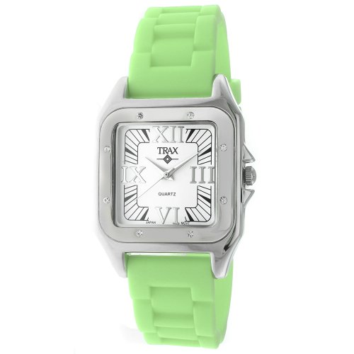 Trax Women's TR5132-WMT Posh Square Mint Rubber White Dial Watch