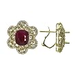 18K Yellow Gold Ruby and Diamond Earrings