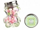 Baby Keepsake: Green Circles Spring Theme Personalized Teddy Bear Glass Candy Jar - U (Set of 24)