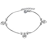 Opk Jewelry Fashion Adjustable Women's Anklet Bracelet White Gold Plated Silver Love Heart Pendants Spacer Beads Foot Chain New Design Stylish Personality Gift Never Fade And Nickle Free 10.24 Inch Length 3.5g Weight