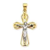 IMAGE OF 14k Two-tone Diamnod-cut Crucifix Pendant