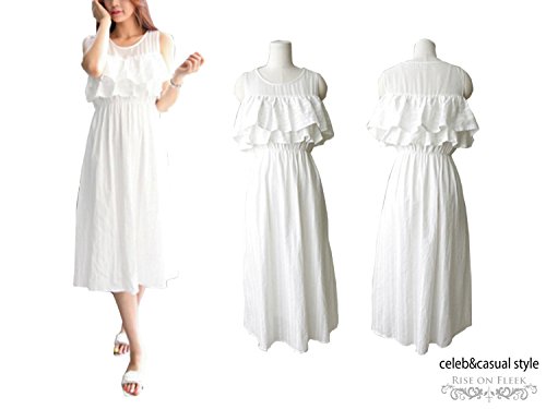 (ライズオンフリーク)RISEONFLEEK マタニティ ノースリーブ ロング ワンピース 授乳口 ブレス付