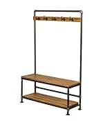 Metal Loft Perchero Con Banco Foundry Marrón