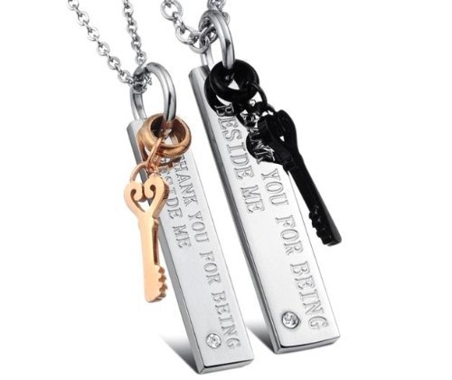 Happy Jewelry Matching Set Couple Pendant Necklace Love Style with a Gift Box and a Nice Gift (A Pair)
