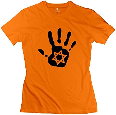 Women's New Design T Shirt Vintage Handprint XL Orange