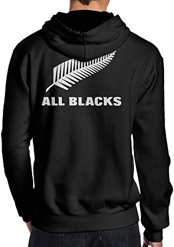Fashion All Blacks Feather Logo Hooded Shirt Pullover Men 100% Cotton