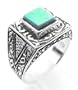 Mens Turquoise Patterned Sterling Silver Ring Size 13(Sizes 10,11,12,13,14)