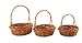 Wald Imports Stained Dark Brown Willow Baskets with Handles, Set of 3