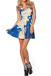 Bubble Dress Flared-Skirt Tank Floral Print Polyester/Spandex Fitted Vintage Club Dress/Party Dress 