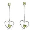 Sterling Silver Peridot Embedded Heart Dangle Earrings