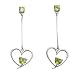 EXP Sterling Silver Peridot Embedded Heart Dangle Earrings